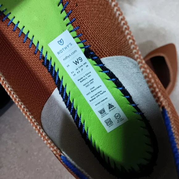 Rothy's Brown Flats with Blue Trim - Picture 6 of 10